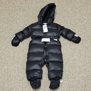 Ralph Lauren Black Hooded Down Puffer Snowsuit Sz 9m New Recycled Material